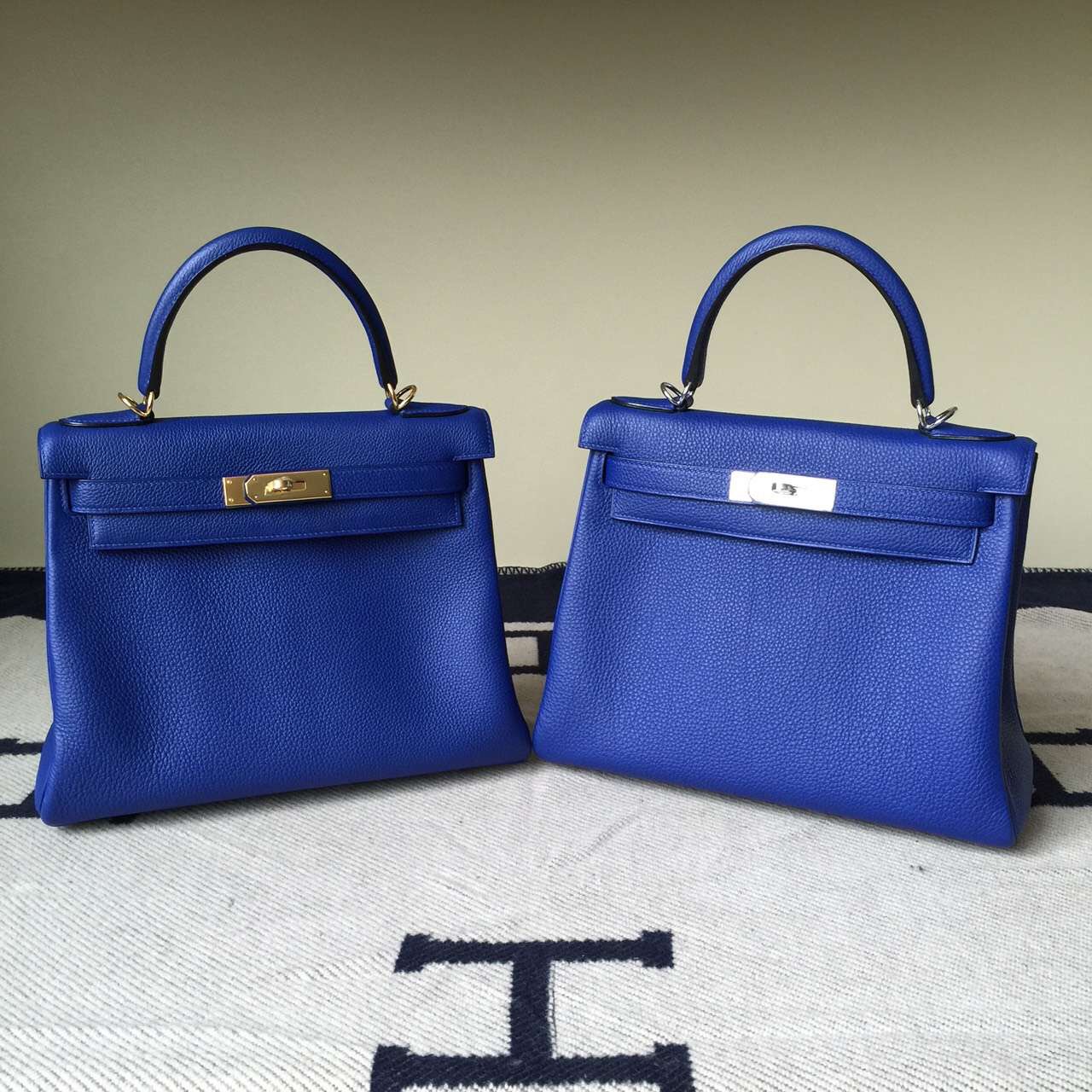 Wholesale Hermes 7T Blue Electric Togo Leather Retourne Kelly28cm