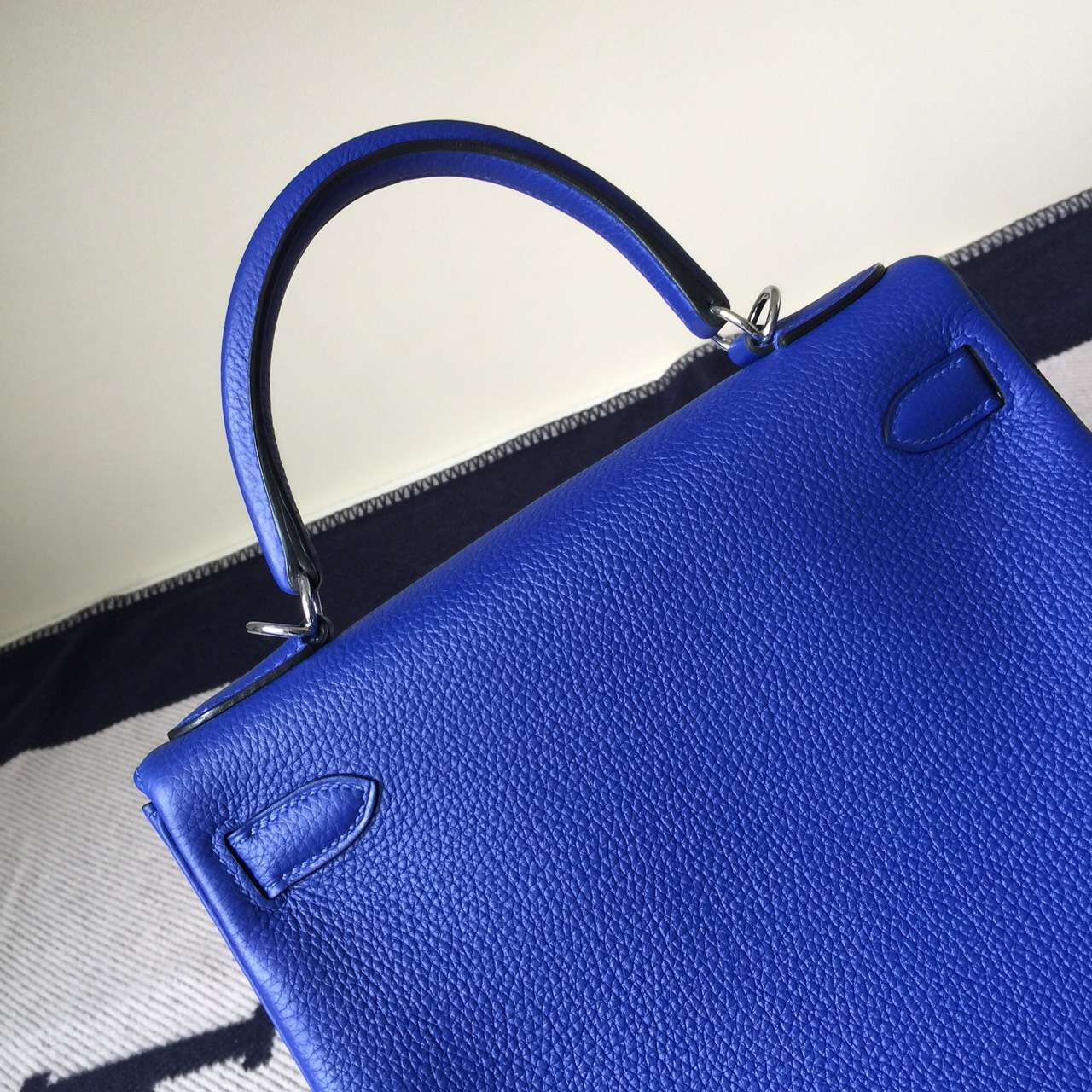 Wholesale Hermes 7T Blue Electric Togo Leather Retourne Kelly28cm