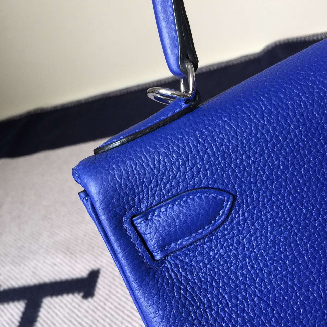 Wholesale Hermes 7T Blue Electric Togo Leather Retourne Kelly28cm