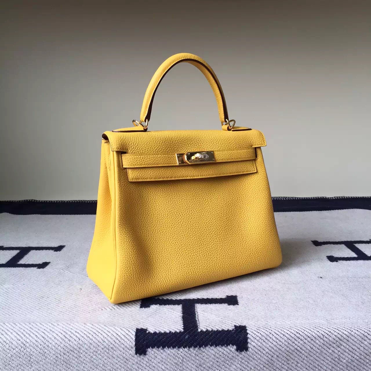 On Sale Hermes Retourne Kelly Bag28CM Yellow Togo Leather