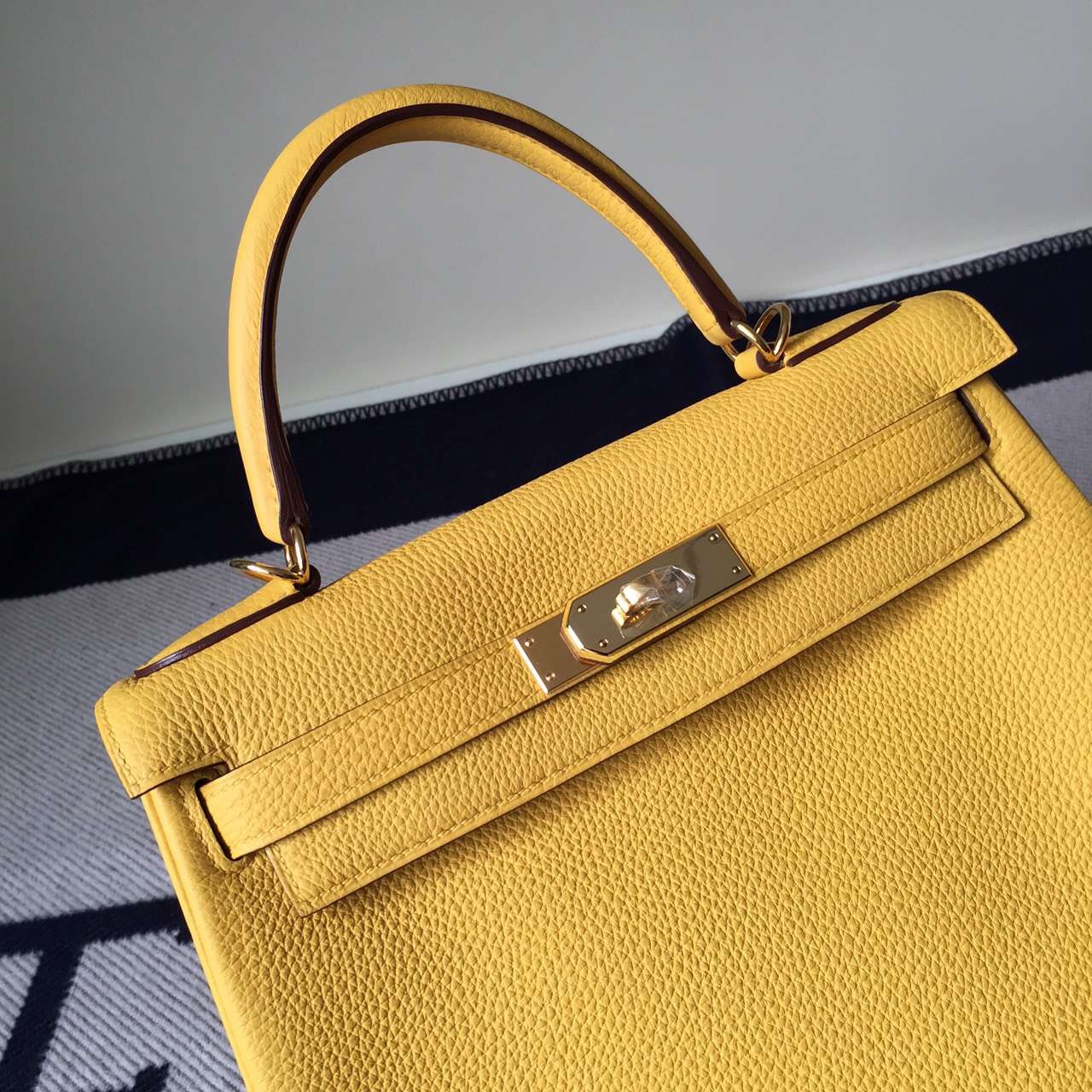 On Sale Hermes Retourne Kelly Bag28CM Yellow Togo Leather