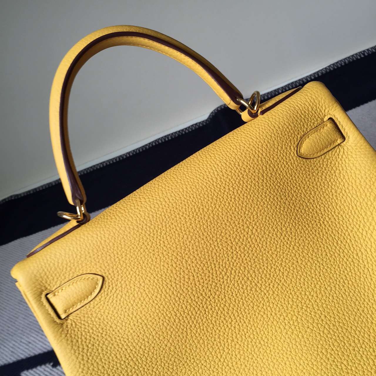 On Sale Hermes Retourne Kelly Bag28CM Yellow Togo Leather