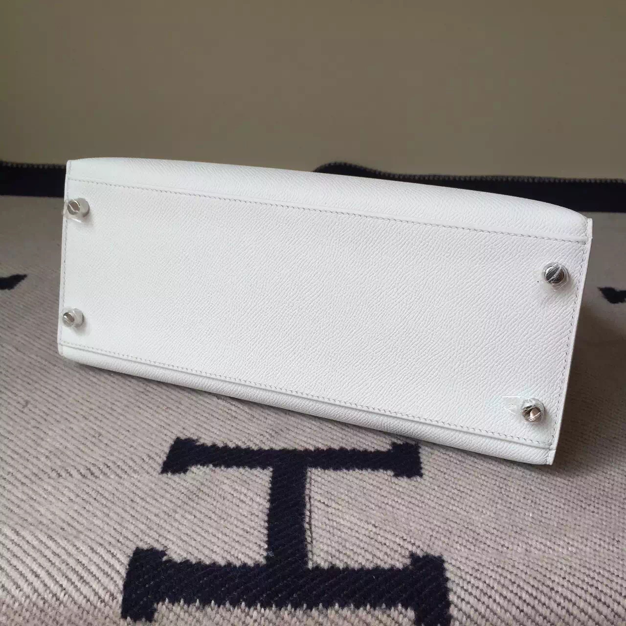 On Sale Hermes Epsom Calfskin Leather Sellier Kelly Bag28cm 01 Pure White