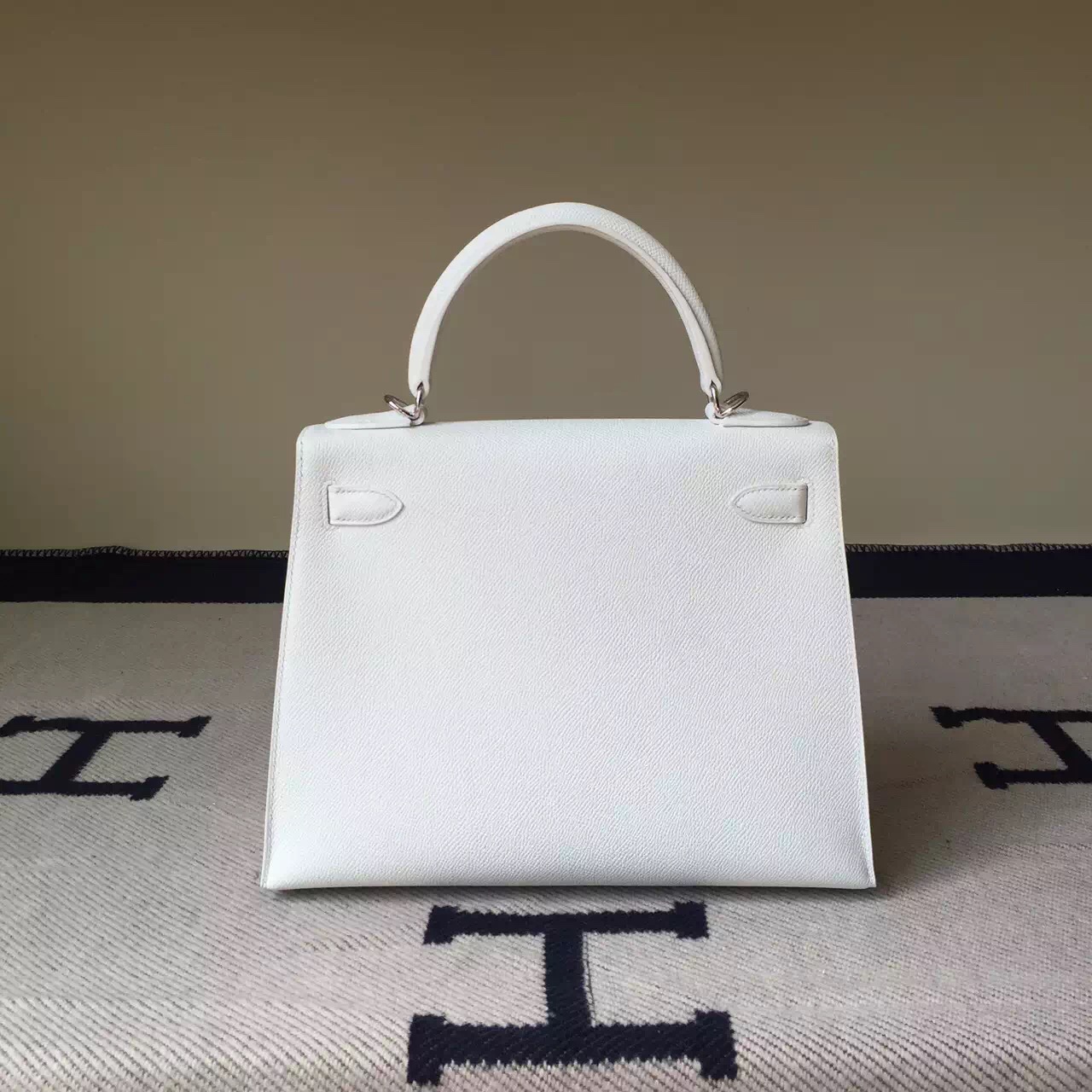 On Sale Hermes Epsom Calfskin Leather Sellier Kelly Bag28cm 01 Pure White