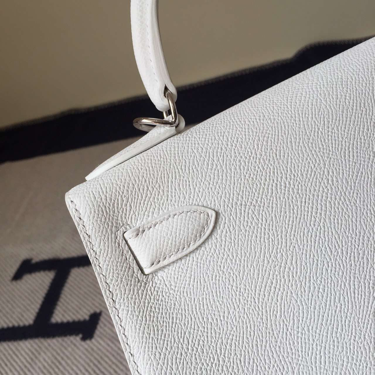 On Sale Hermes Epsom Calfskin Leather Sellier Kelly Bag28cm 01 Pure White