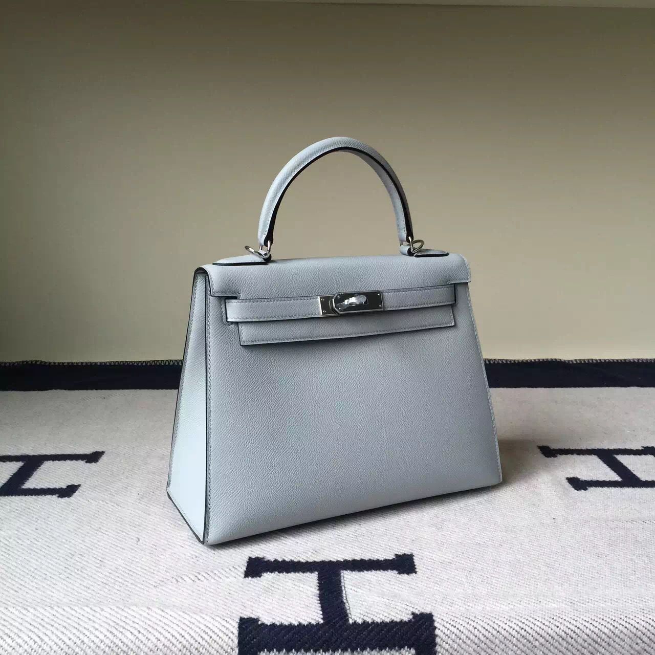 Discount Hermes Kelly Bag 28cm 8U Glacial Blue Epsom Leather