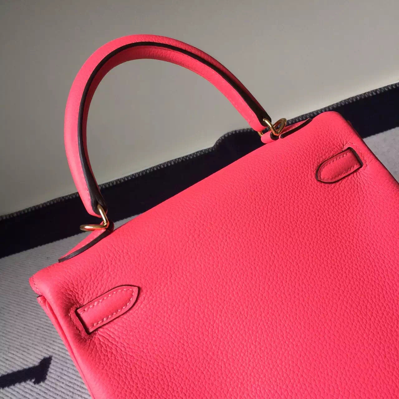 On Sale Hermes Togo Calfskin Leather Kelly Bag28CM in T5 Rose Jaipure