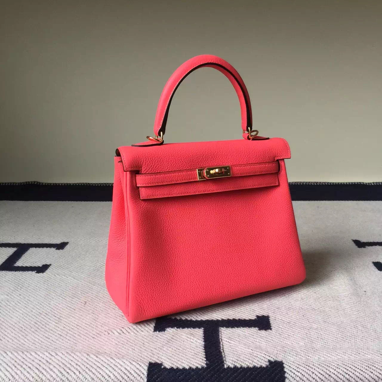 On Sale Hermes Togo Calfskin Leather Kelly Bag28CM in T5 Rose Jaipure