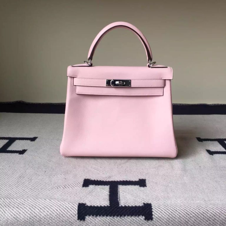 Hermes Pink Swift Calfskin Leather Retourne Kelly Bag 28CM