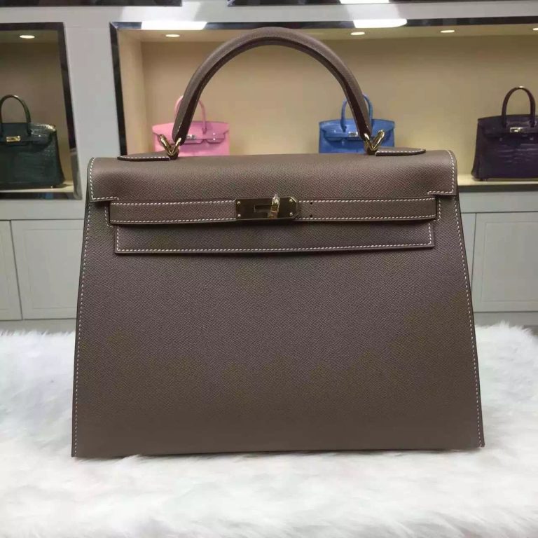 Womens Bag Hermes CK81 Etoupe Grey Epsom Leather Kelly Bag 32cm
