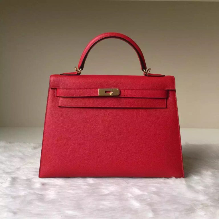 Hermes Q5 Rouge Casaque Epsom Leather Sellier Kelly Bag  32cm
