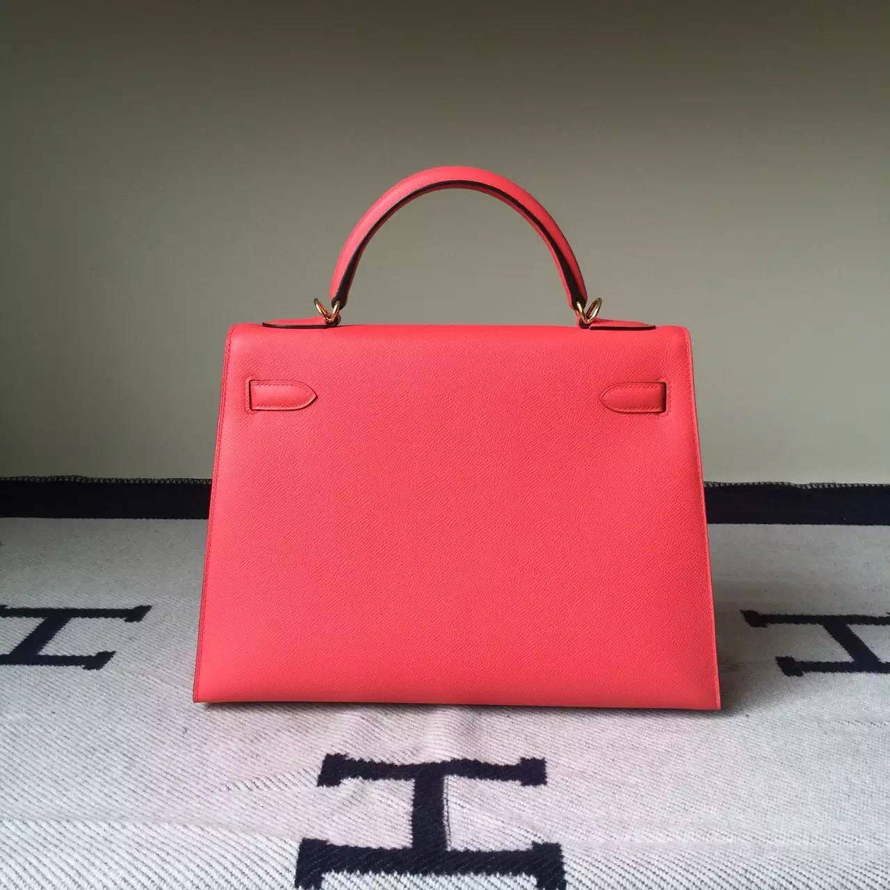 Discount Hermes Epsom Leather Sellier Kelly Bag 32cm in 5T Peach Pink