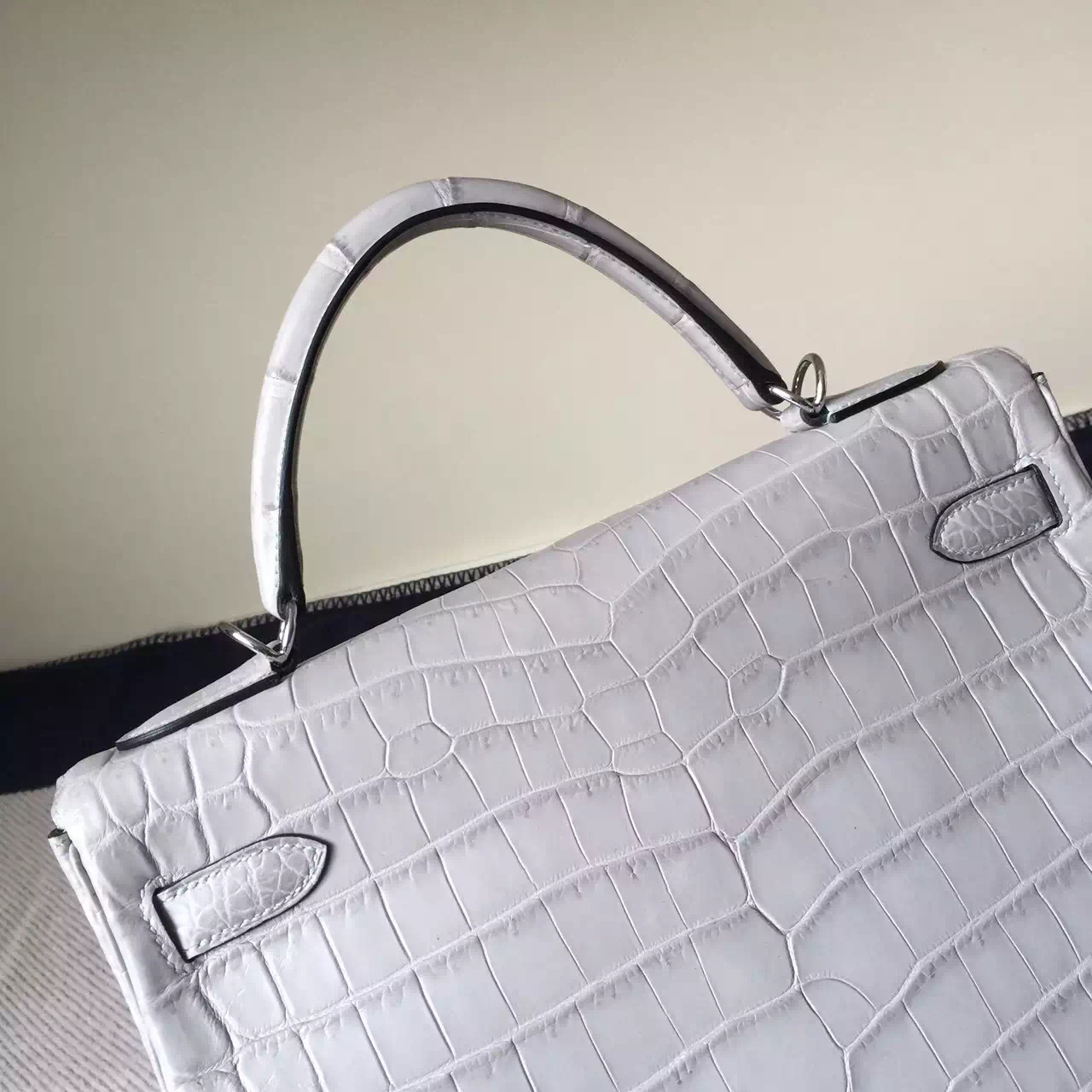 Discount Hermes 8M Galaxy Grey Crocodile matt Leather Kelly Bag 32cm