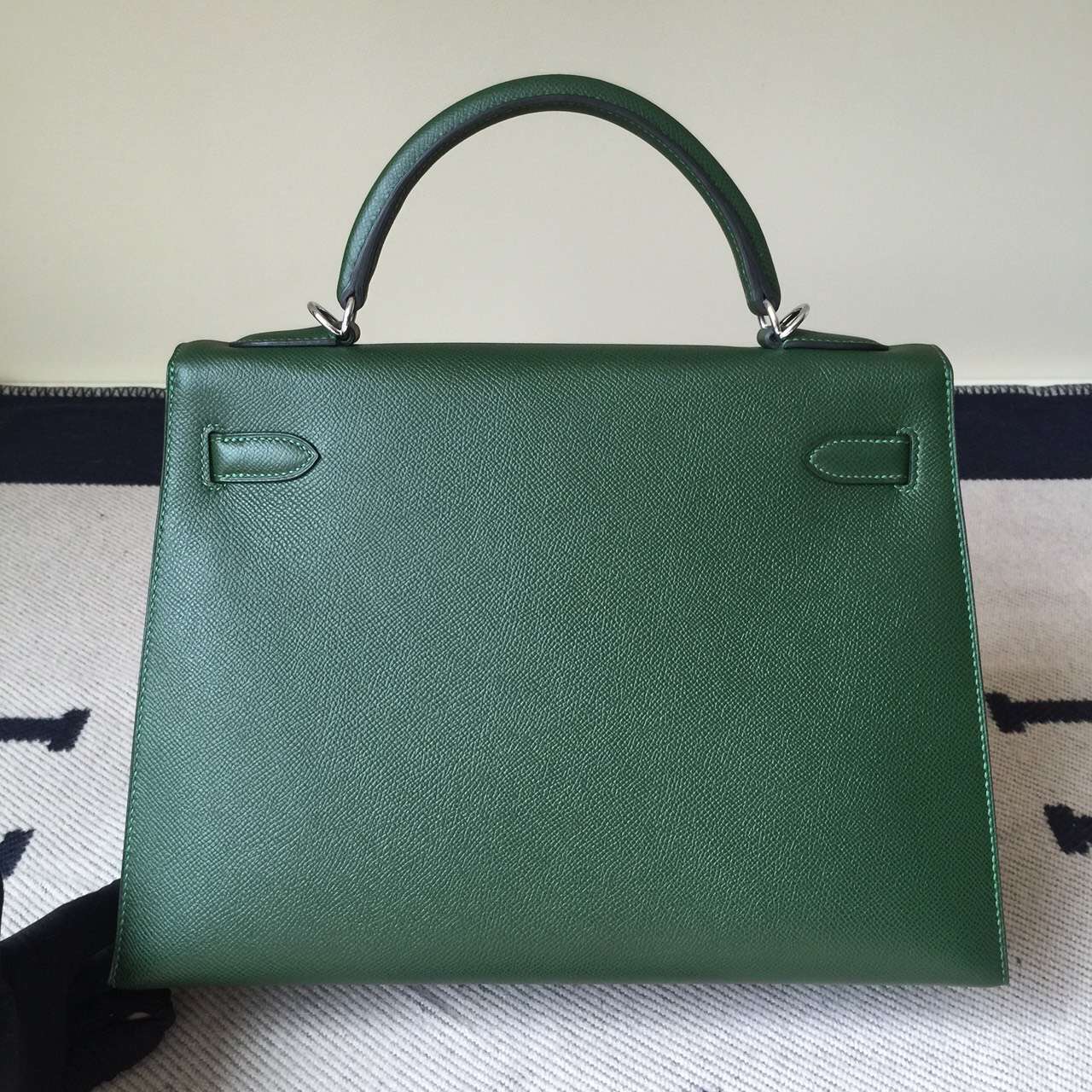 New Hermes Epsom Calfskin Leather Sellier Kelly Bag32CM in Vert Anglais