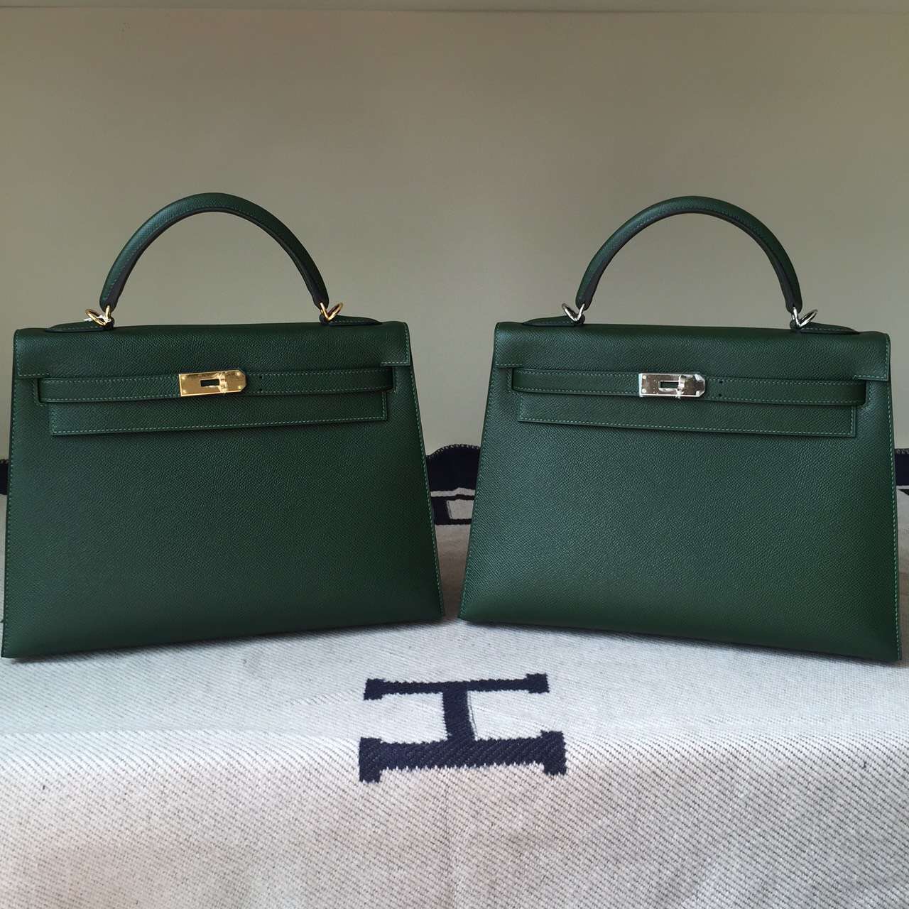 New Hermes Epsom Calfskin Leather Sellier Kelly Bag32CM in Vert Anglais