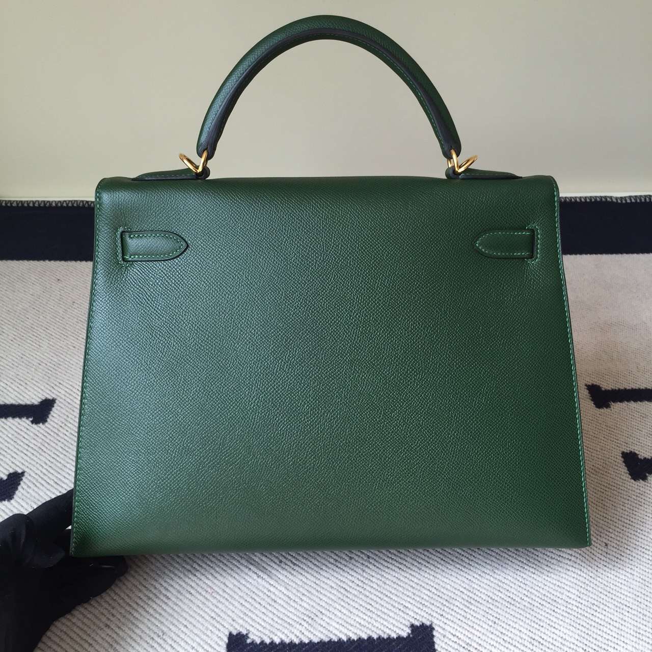 New Hermes Epsom Calfskin Leather Sellier Kelly Bag32CM in Vert Anglais