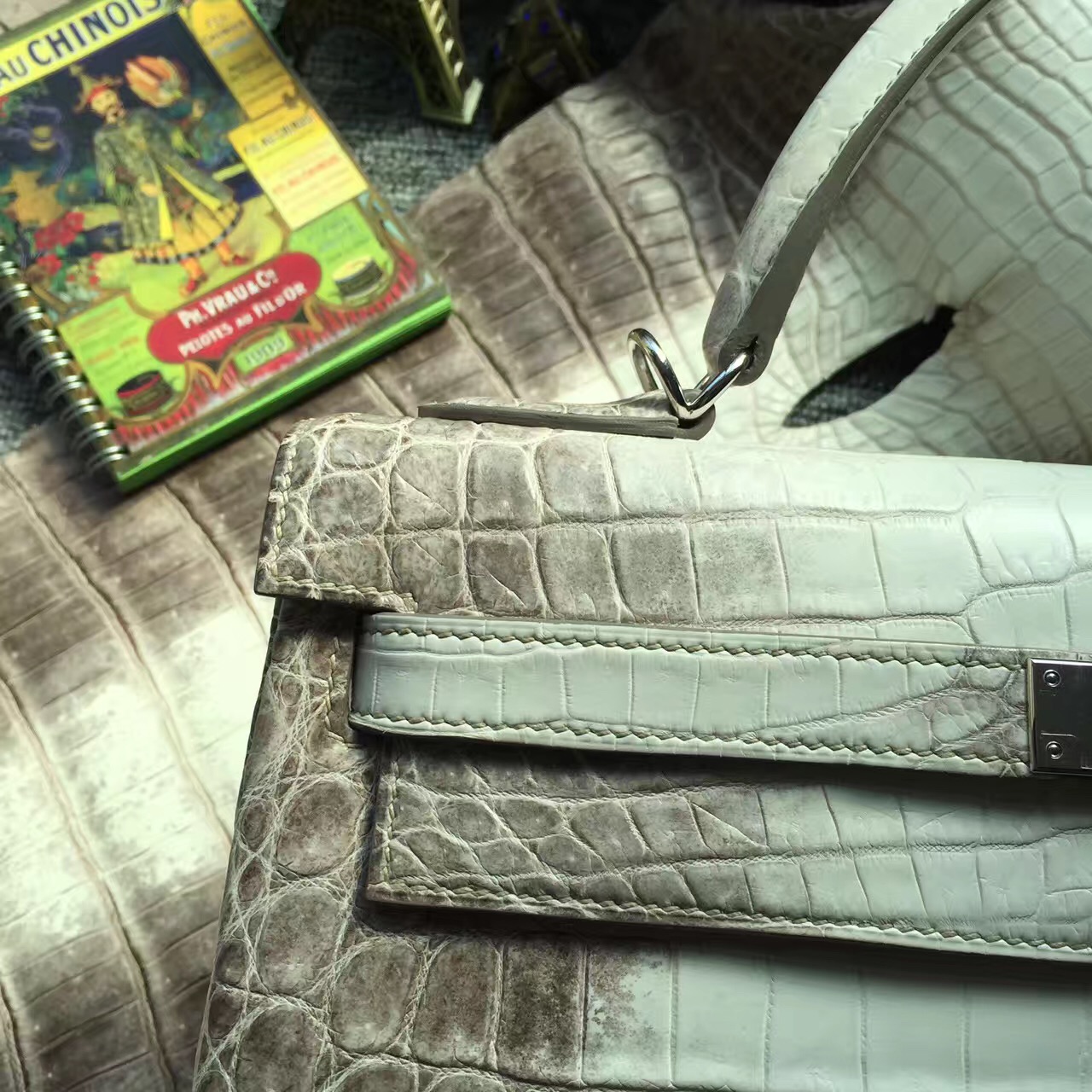 Noble Women&#8217;s Bag Hermes Himalaya Crocodile  Leather Retourne Kelly Bag32CM