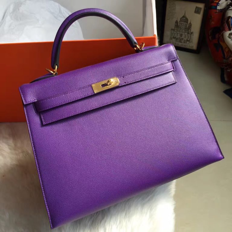 Hermes Classic Handbag Epsom Calfskin Leather  Sellier Kelly Bag 32CM Multi Color