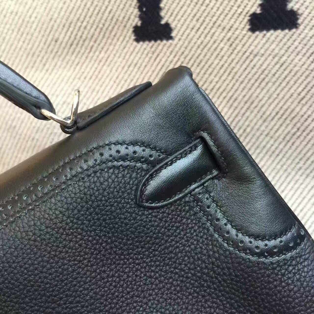 New Arrival Hermes Togo Leather Ghillie Kelly Bag 32cm in CK89 Black