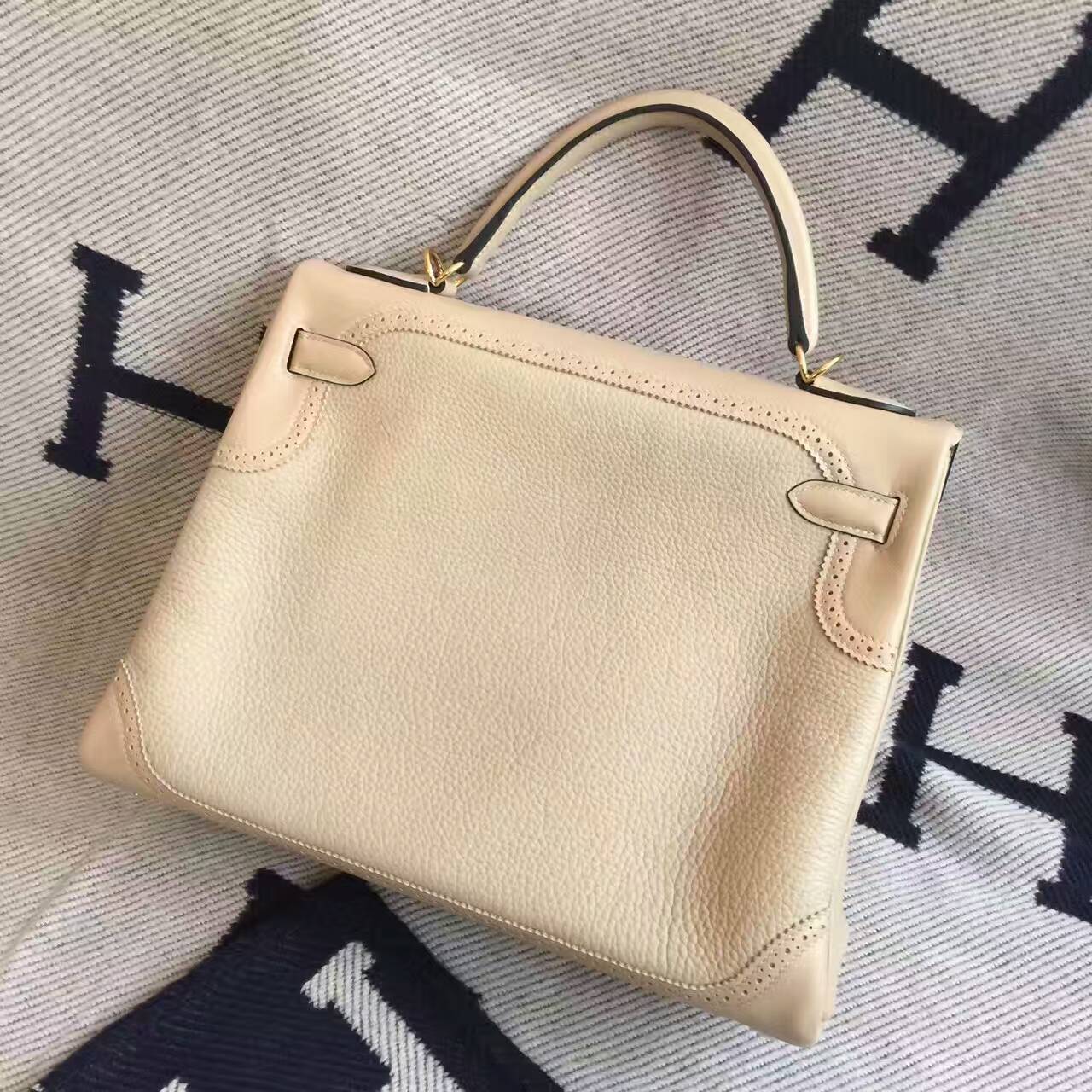 Hot Sale Hermes CK81 Gris Tourterelle Togo Leather Ghillie Kelly Bag 32cm