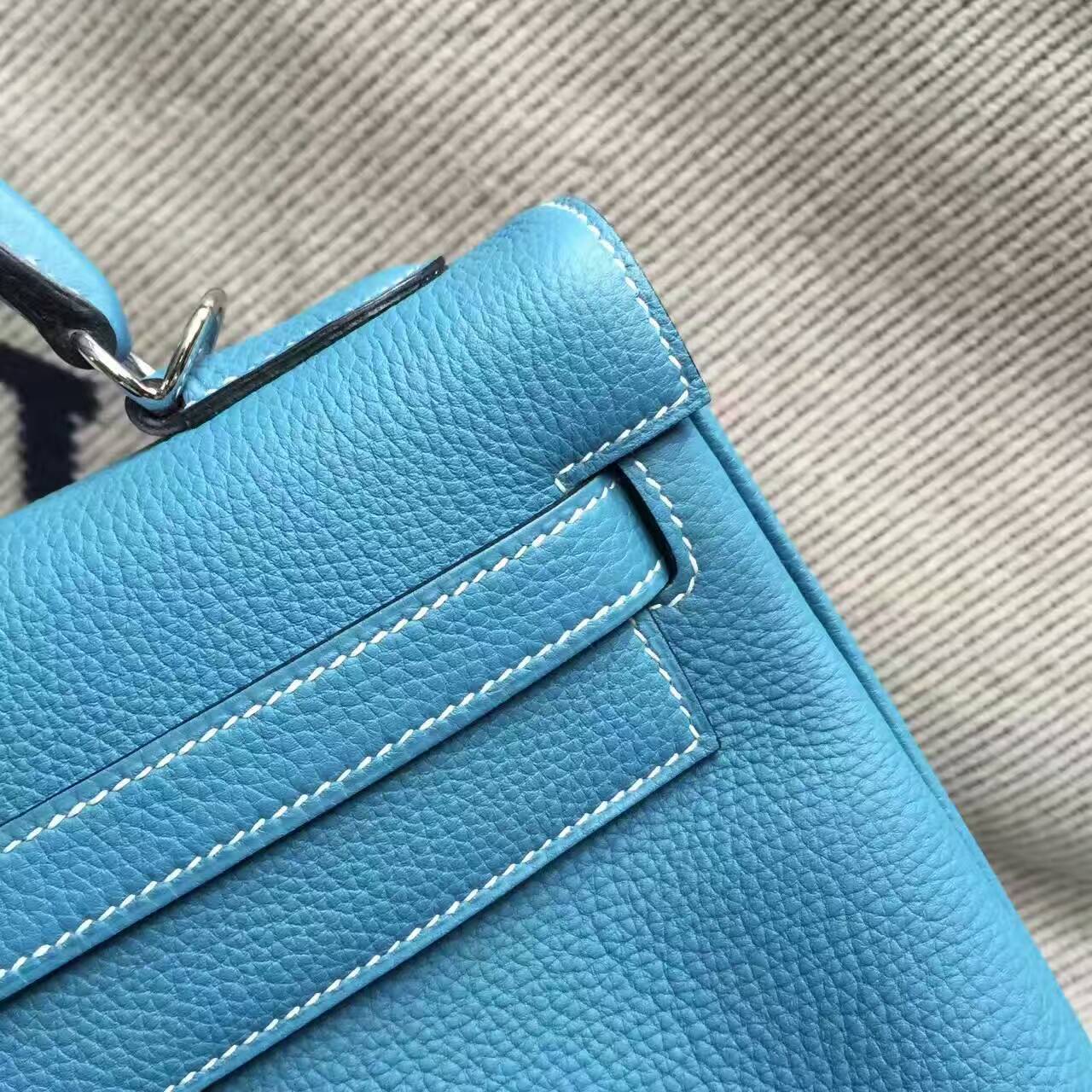 High Quality Hermes CK75 Blue Jean Togo Calfskin Leather Kelly Bag 32CM