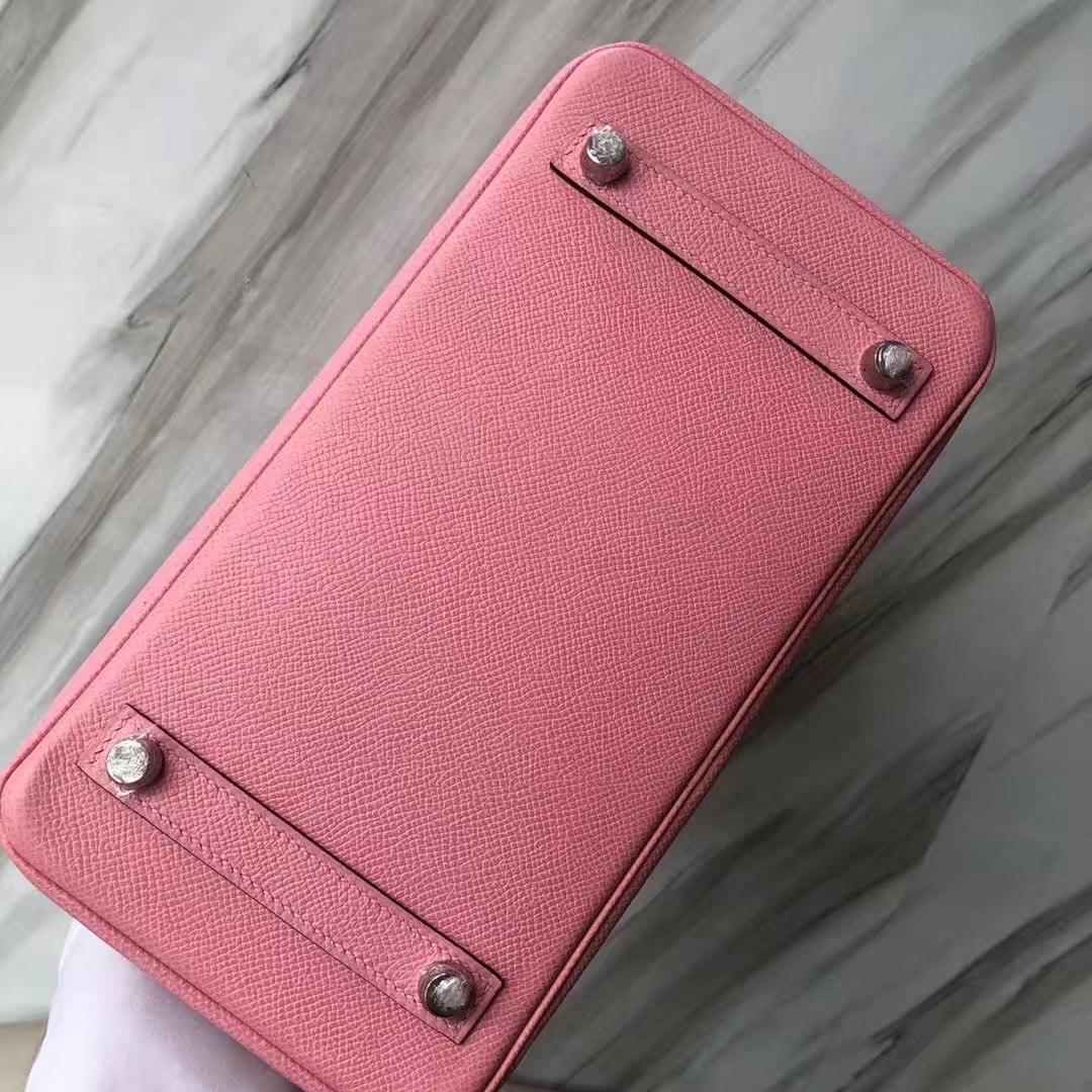 Stock Hermes 1Q Rose Confetti Epsom Calf Birkin25CM Bag Silver Hardware