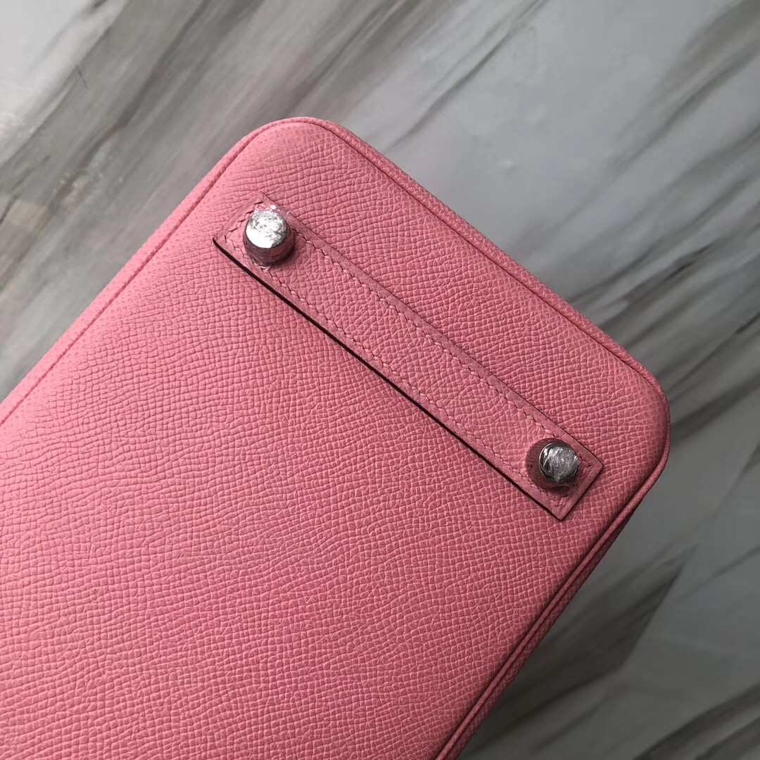 Stock Hermes 1Q Rose Confetti Epsom Calf Birkin25CM Bag Silver Hardware