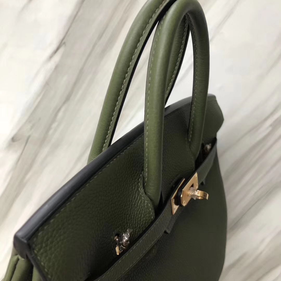 Stock New Hermes V6 Vert Canopee Togo Calf Birkin Bag25CM Gold Hardware