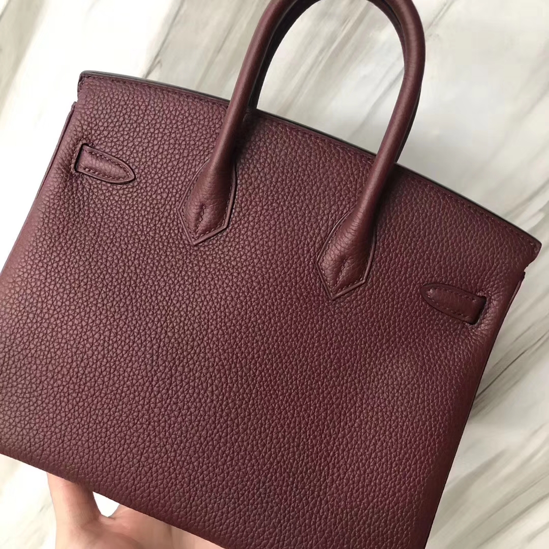 Stock Elegant Hermes Togo Calf Birkin25CM Bag in CK55 Rouge H Gold Hardware