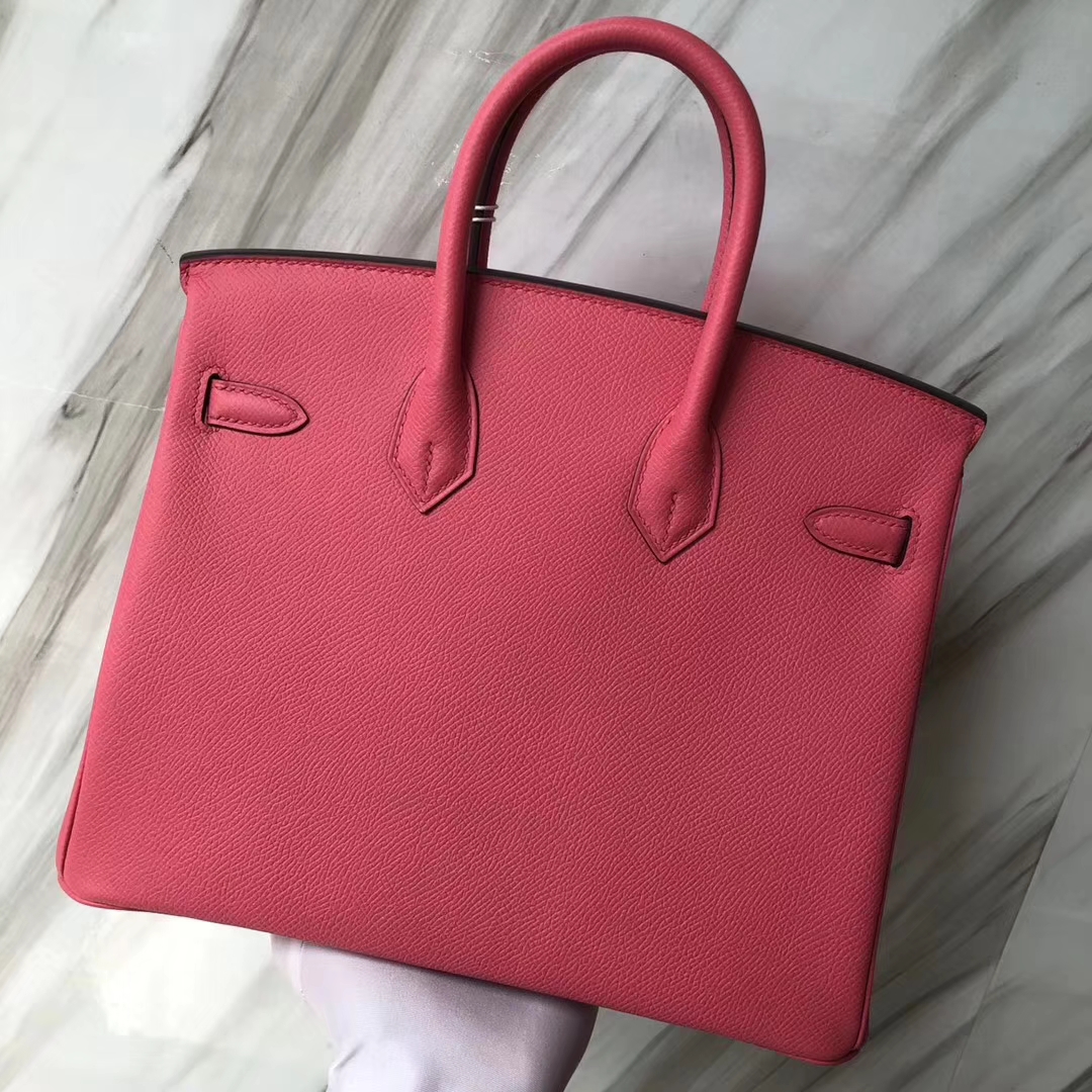 Fashion Hermes 8W Rose Azalee/4Z Gris Mouette inner Epsom Calf Birkin25CM Gold Hardware
