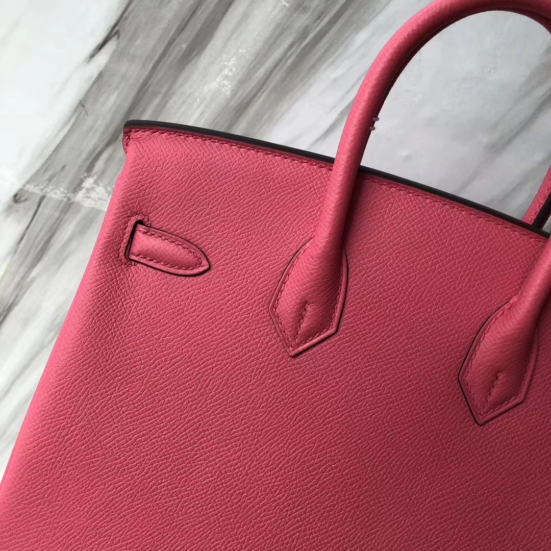 Fashion Hermes 8W Rose Azalee/4Z Gris Mouette inner Epsom Calf Birkin25CM Gold Hardware