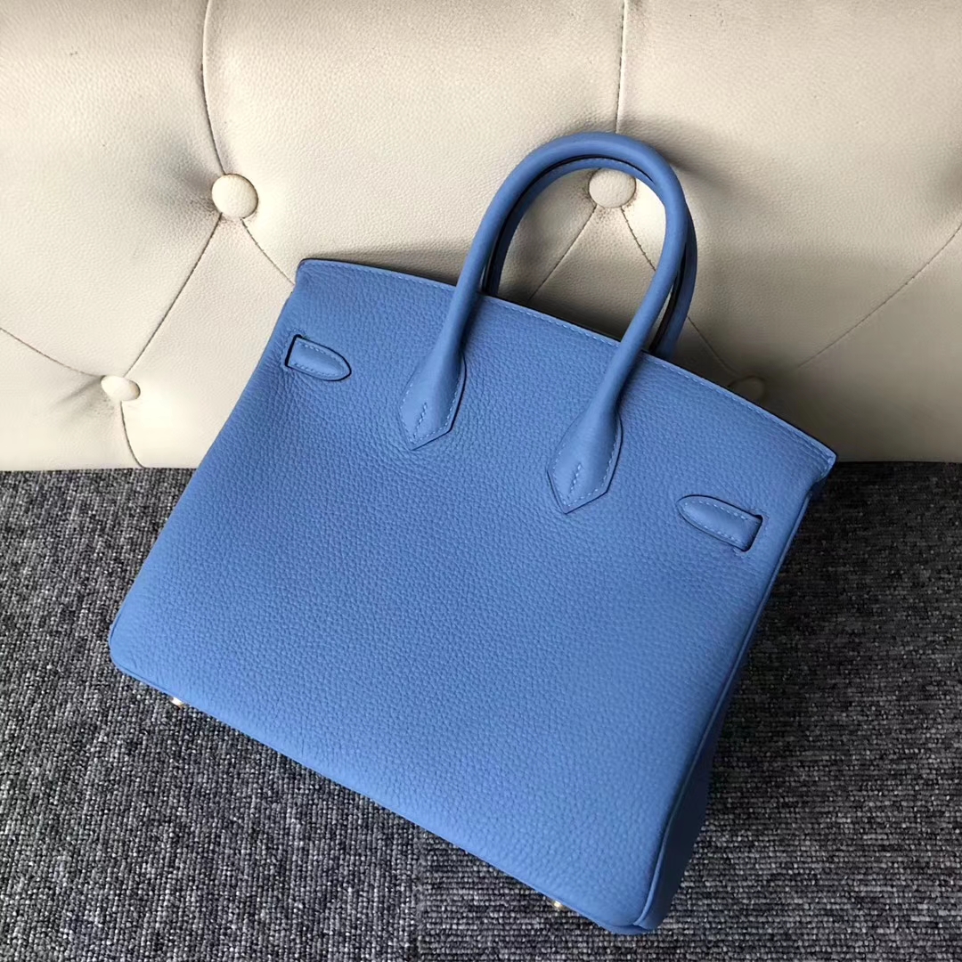 Stock Sale Hermes 2T Blue Paradise Togo Calf Birkin Bag25CM Gold Hardware