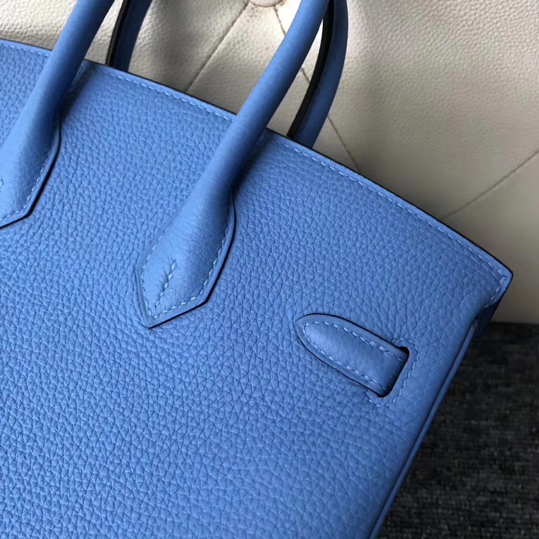 Stock Sale Hermes 2T Blue Paradise Togo Calf Birkin Bag25CM Gold Hardware