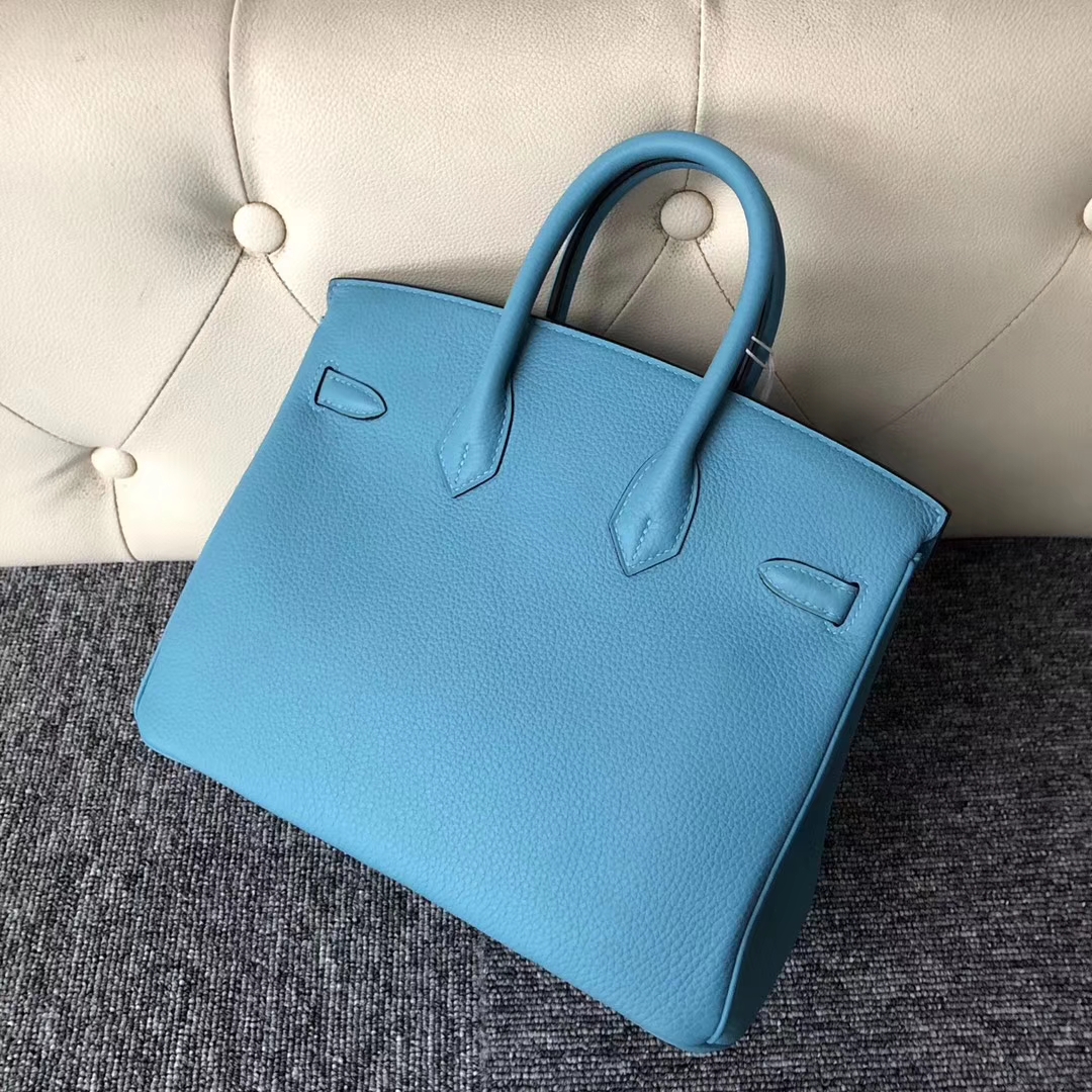 Stock Hermes Togo Calf Birkin25CM Tote Bag in P3 Bleu Du Nord Gold Hardware
