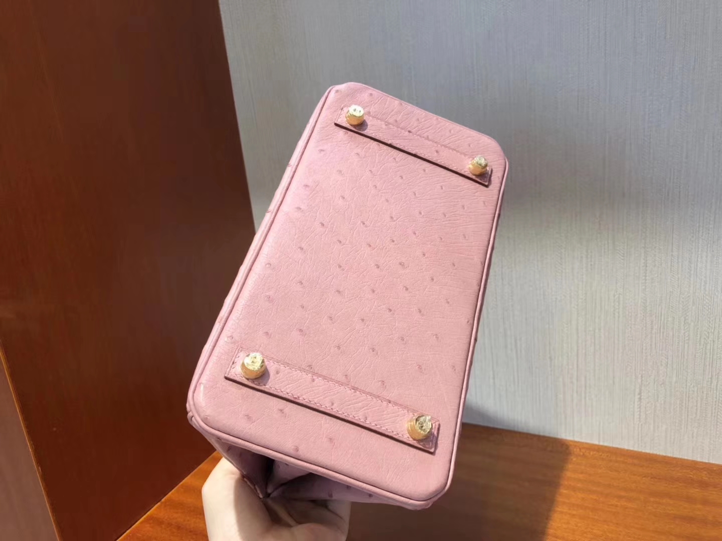 Stock Wholesale Hermes CC94 Terre Cuite Ostrich Leather Birkin Bag25CM Gold Hardware