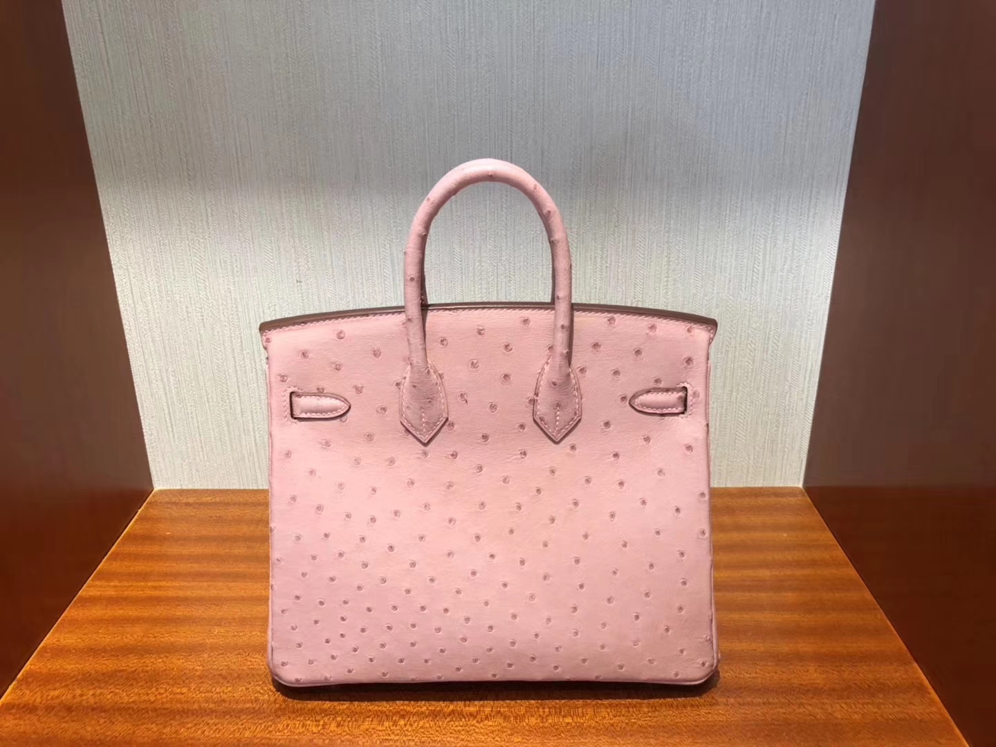 Stock Wholesale Hermes CC94 Terre Cuite Ostrich Leather Birkin Bag25CM Gold Hardware