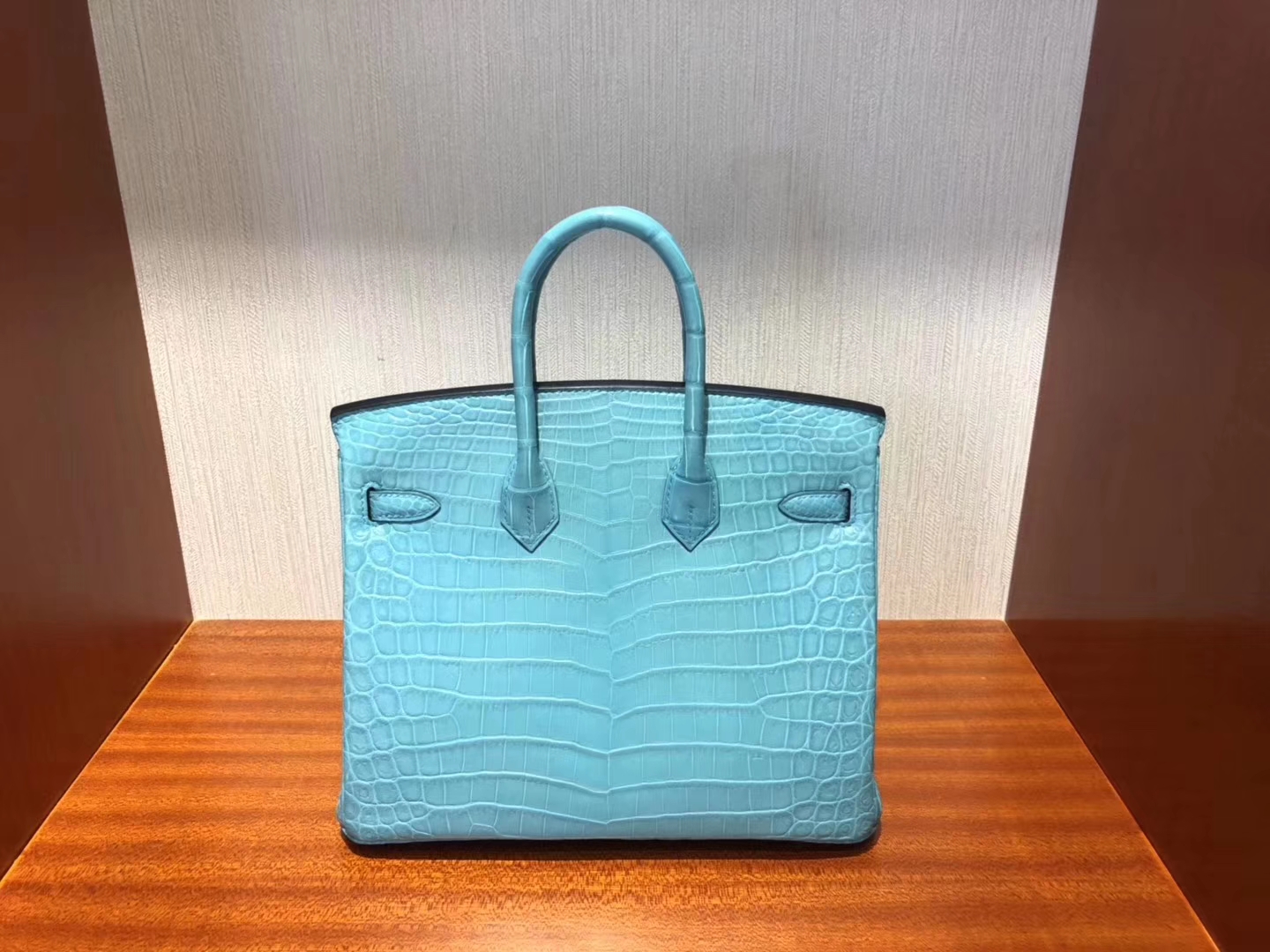 Stock Noble Hermes 3Z Blue Saint-cyr Crocodile Matt Birkin25CM Bag Silver Hardware