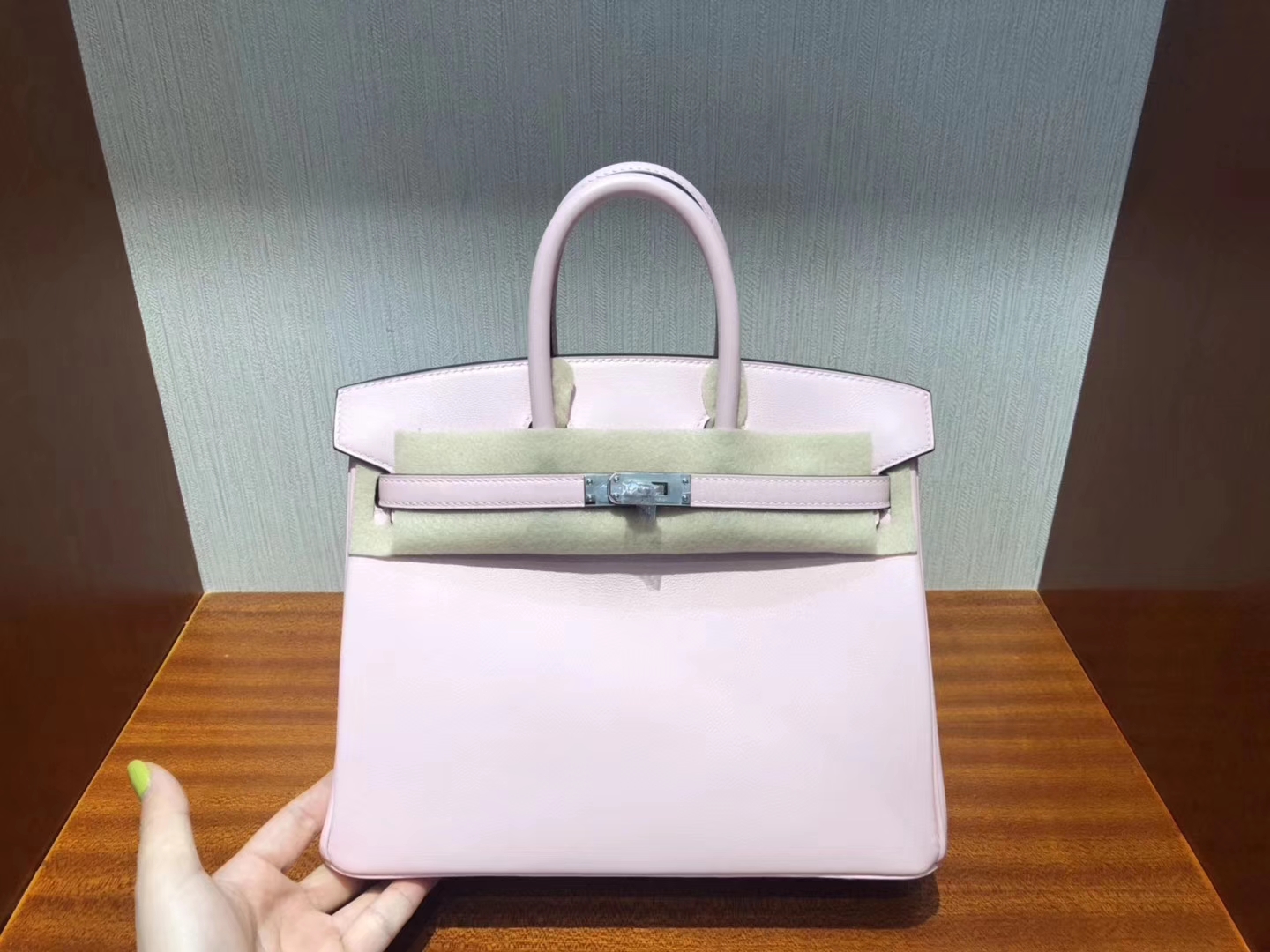 Stock Hermes 3Q Rose Sakura Swift Calf Birkin25CM Bag Gold/Silver Hardware