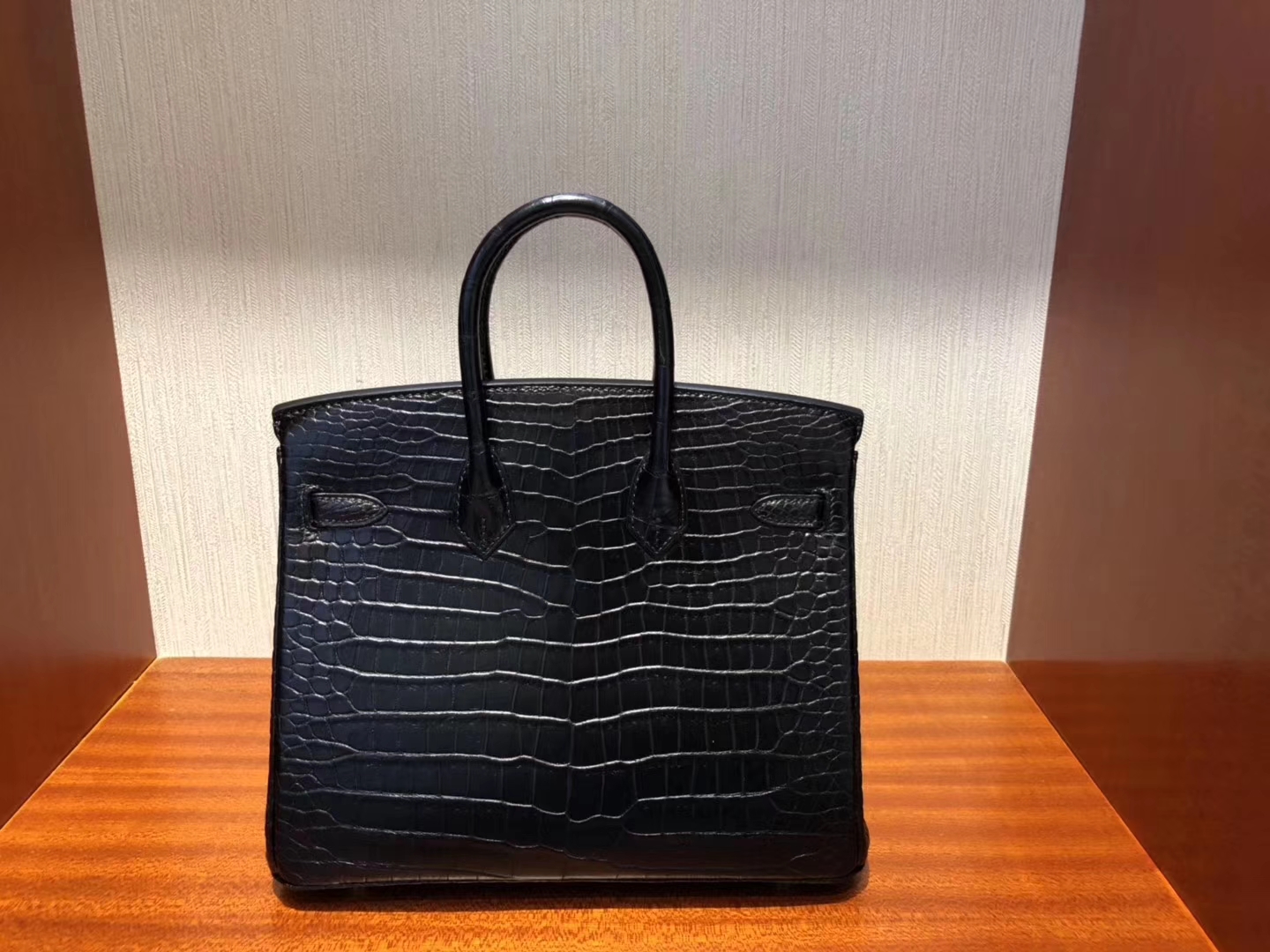 Discount Hermes Matt Crocodile Birkin Bag25CM in CK89 Noir Gold Hardware