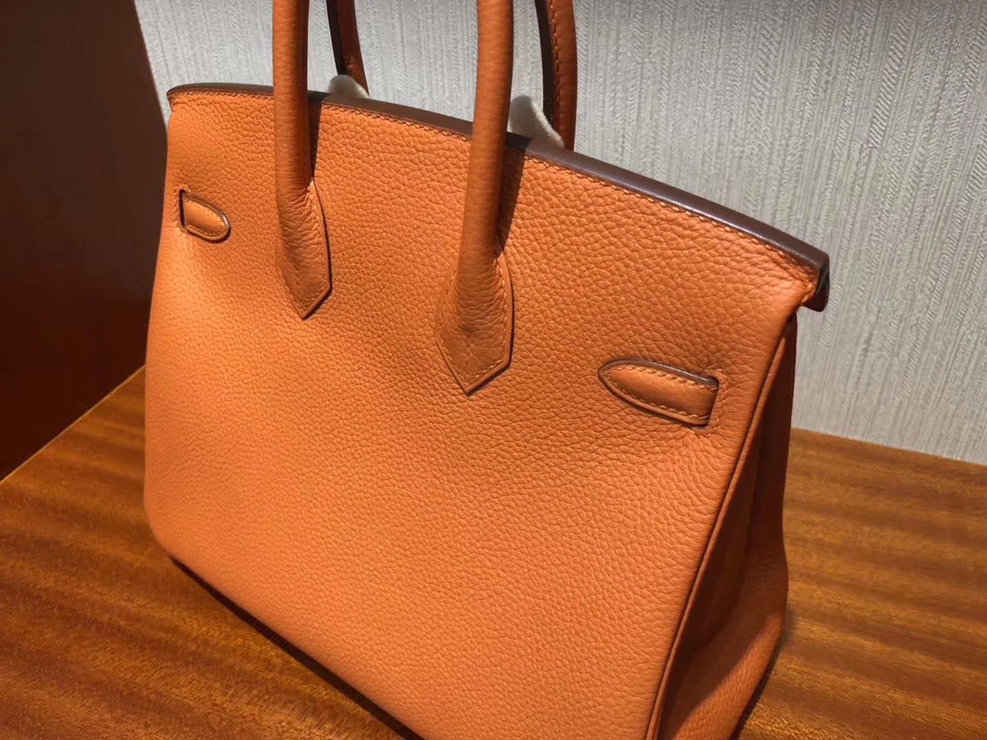 Discount Hermes 93 Orange Togo Calf Birkin Bag25CM Gold Hardware