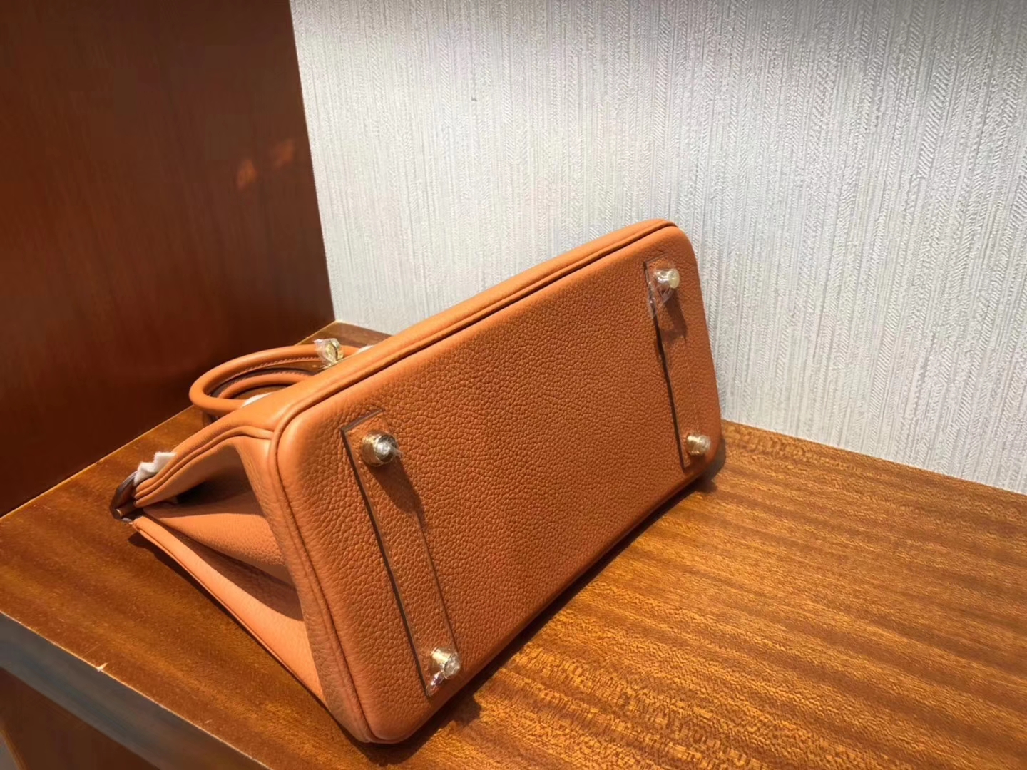 Discount Hermes 93 Orange Togo Calf Birkin Bag25CM Gold Hardware