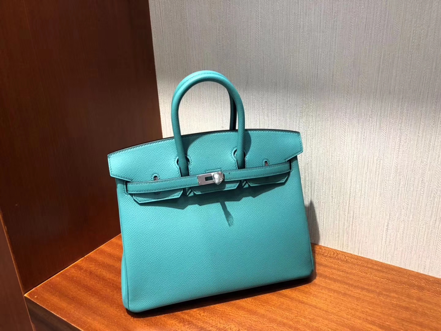 Wholesale Hermes Epsom Calf Birkin25CM Bag New Color U1 Vert Veronese Silver Hardware