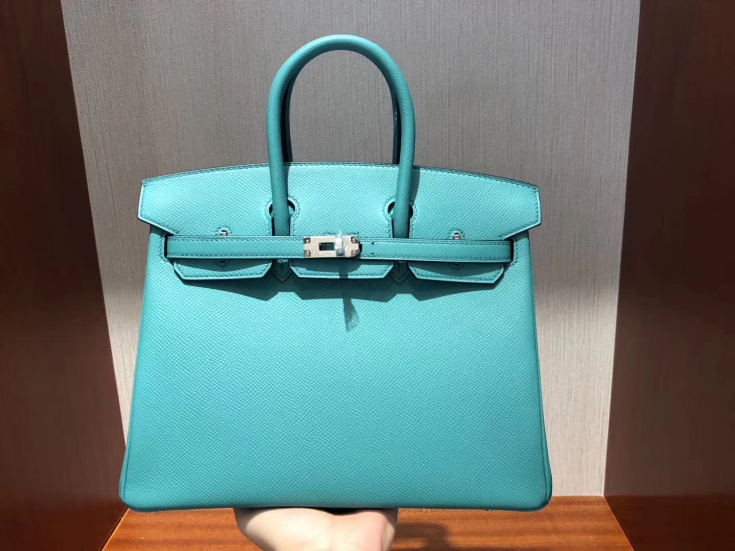 Wholesale Hermes Epsom Calf Birkin25CM Bag New Color U1 Vert Veronese Silver Hardware