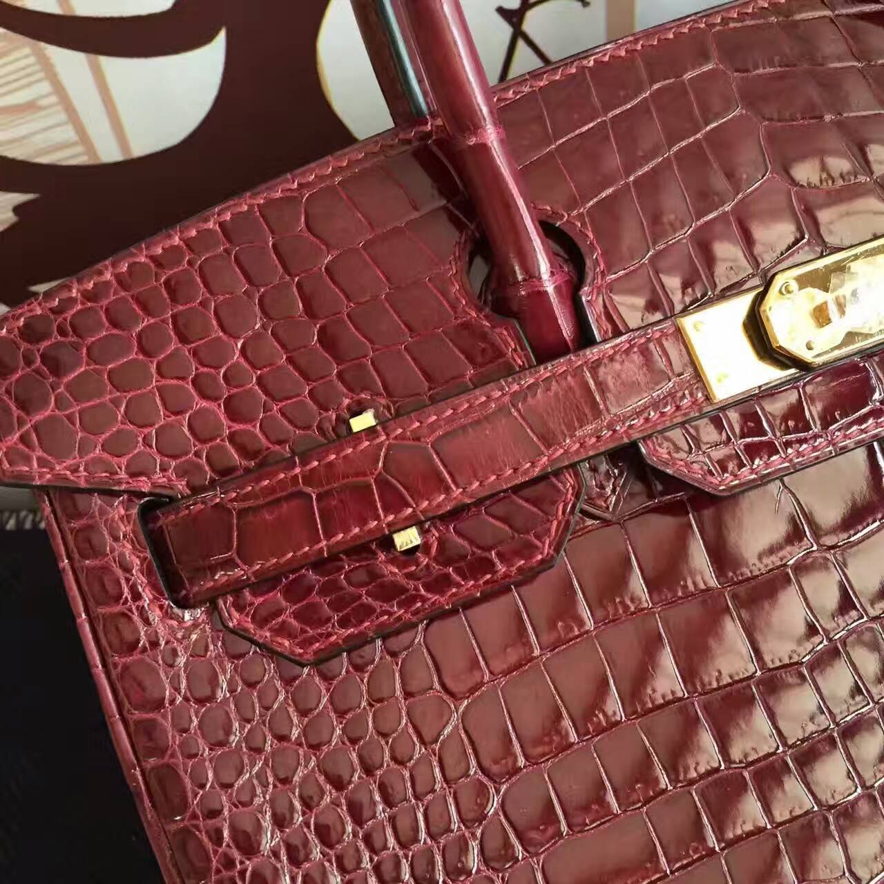 Discount Hermes CK57 Bordeaux Porosus Crocodile Leather Birkin Bag 30cm