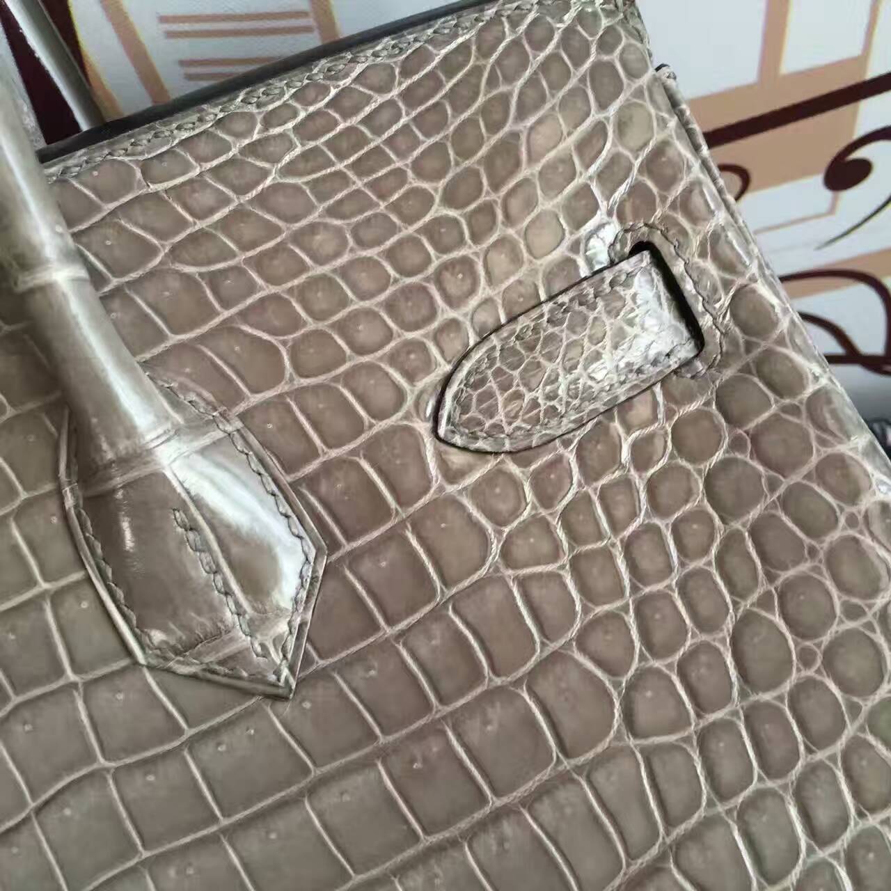 New Arrival Hermes Crocodile Leather Birkin30cm Bag in C81 Gris Tourterell