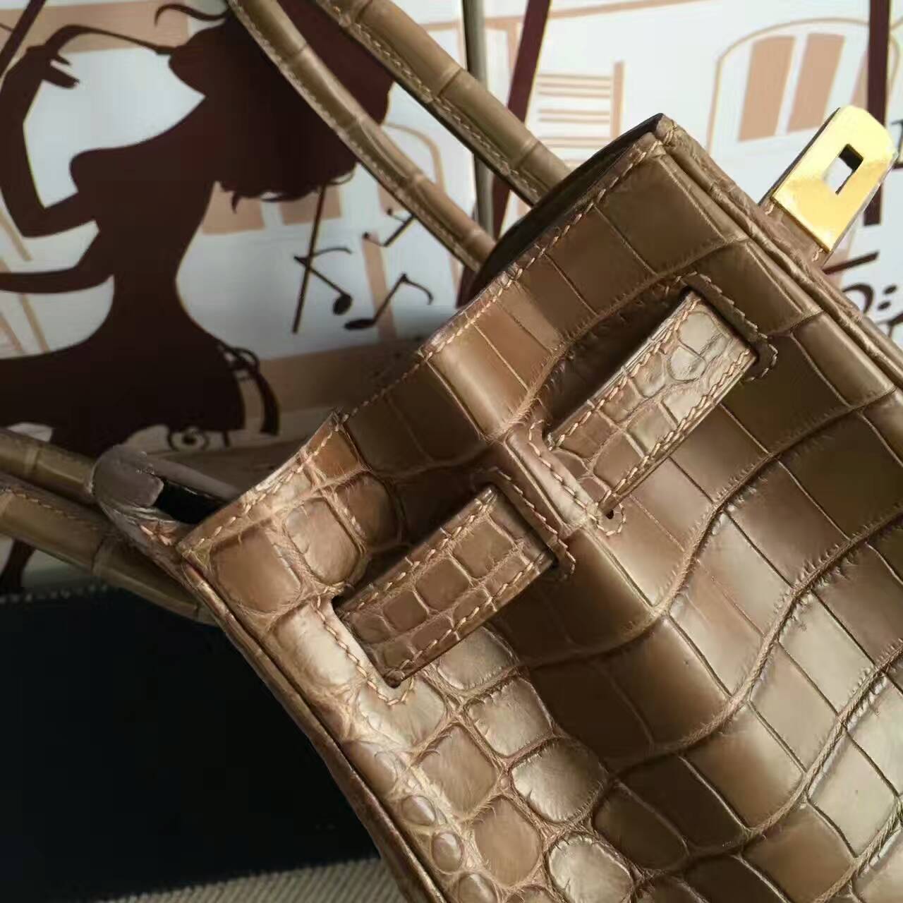 Discount Hermes Brown Crocodile Matt Leather Birkin Bag 30cm