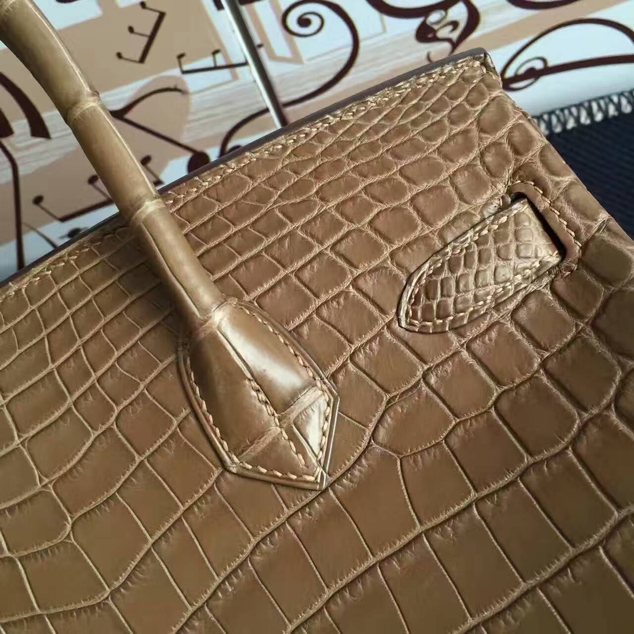 Discount Hermes Brown Crocodile Matt Leather Birkin Bag 30cm