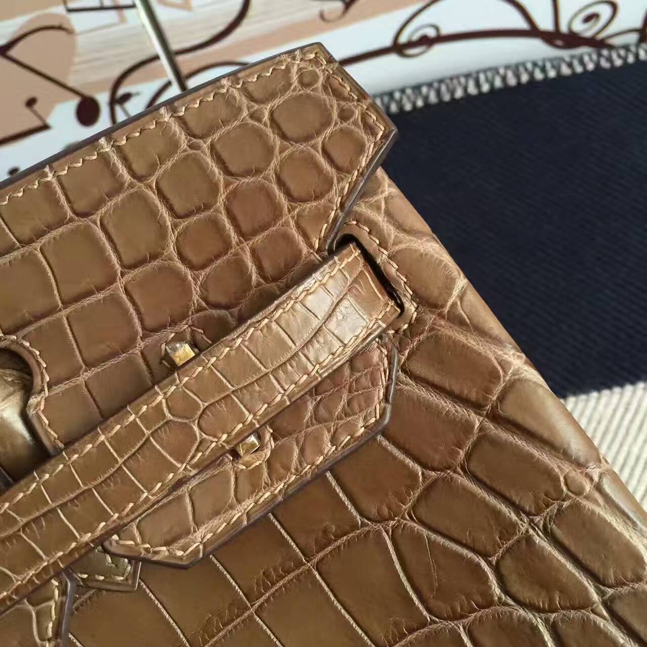 Discount Hermes Brown Crocodile Matt Leather Birkin Bag 30cm