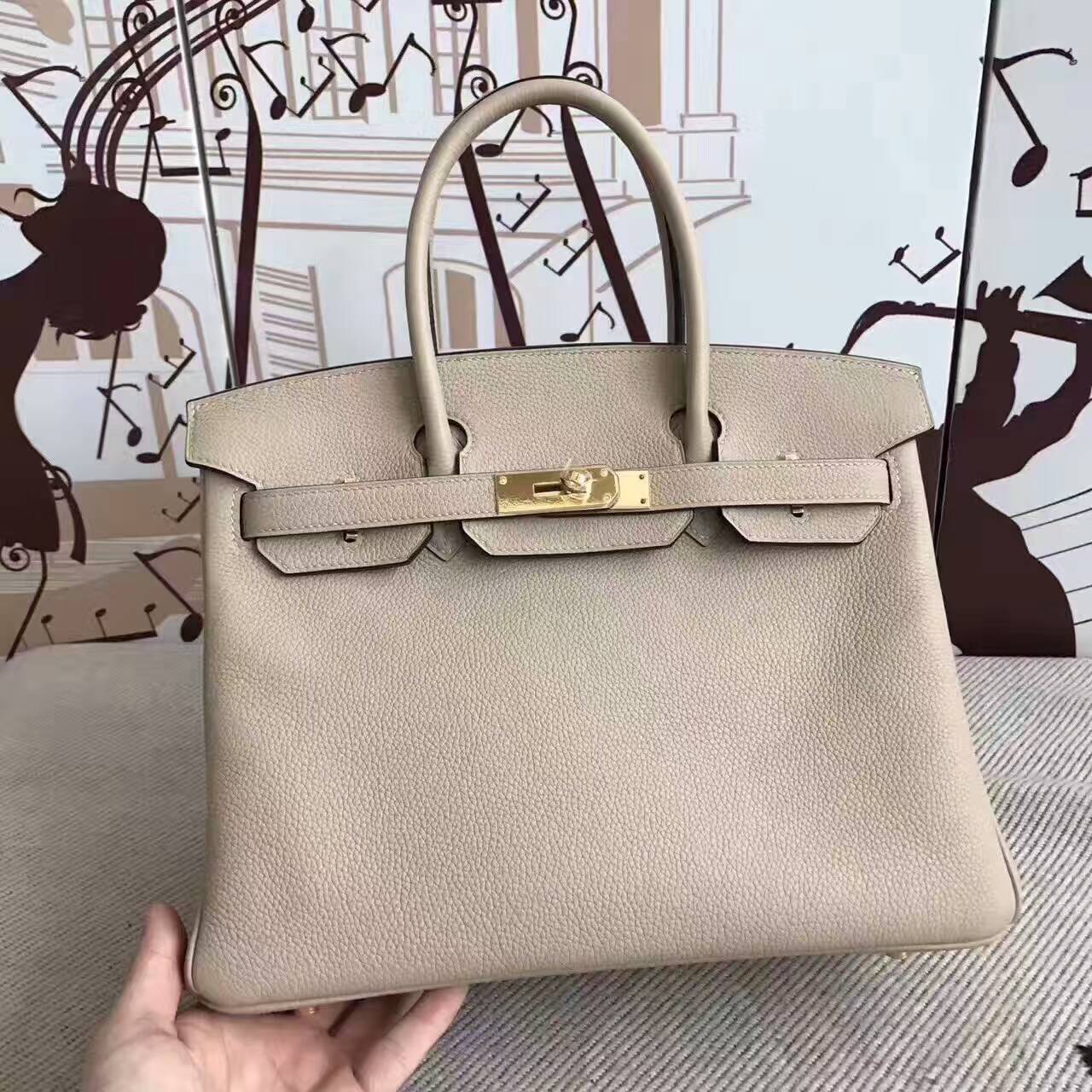 High Quality Hermes S2 Coat Grey Togo Leather Birkin Bag 30cm