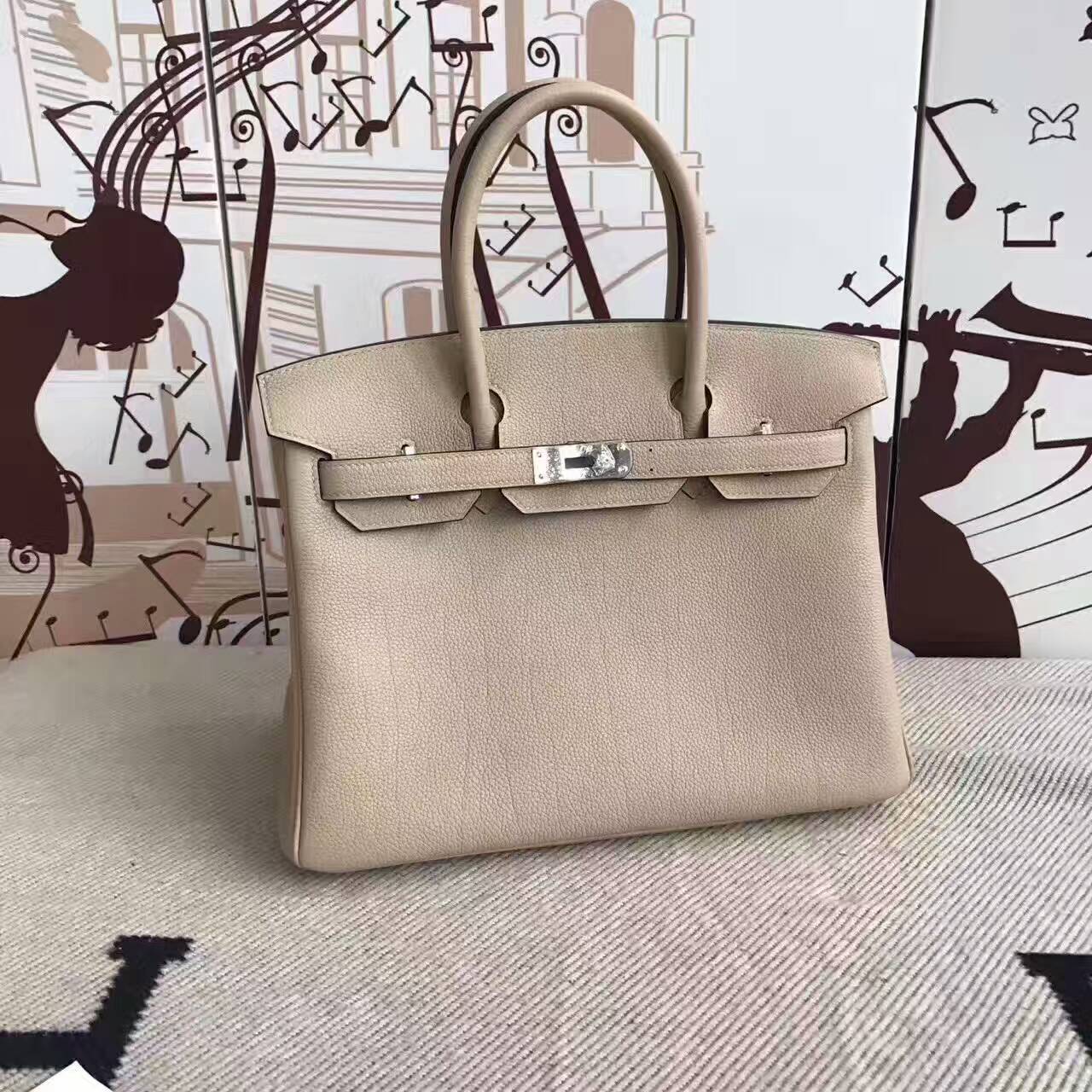 High Quality Hermes S2 Coat Grey Togo Leather Birkin Bag 30cm